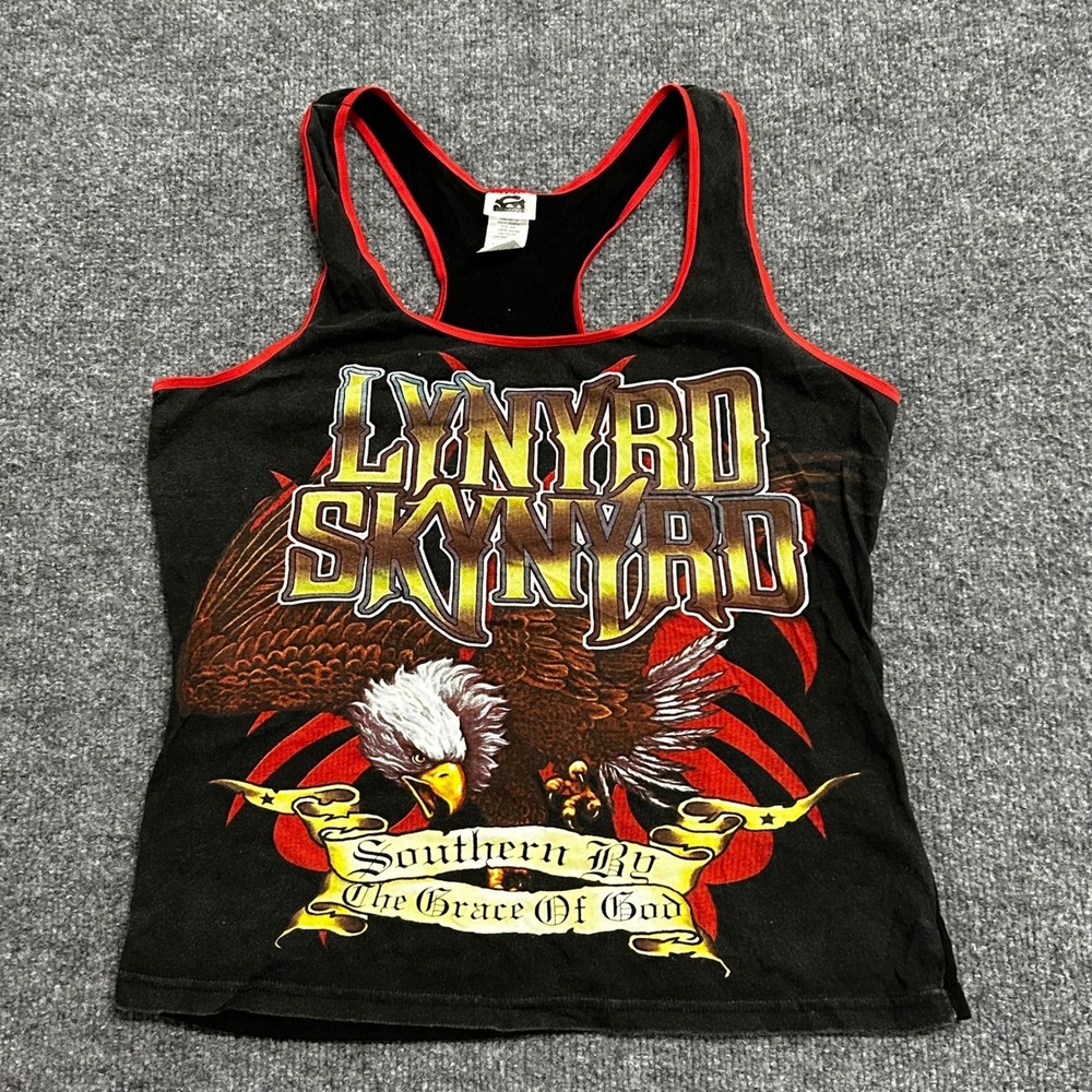 Vintage Vinyl Tank Top Womens Size M Black Lynyrd Skynyrd Graphic Racerback 2006